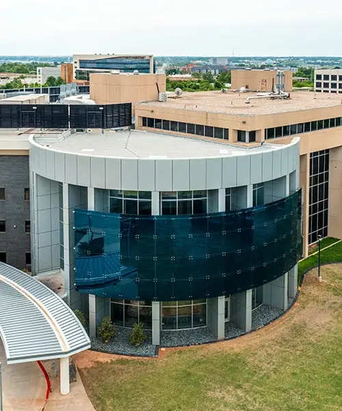 The exterior of the DMEIF building. 