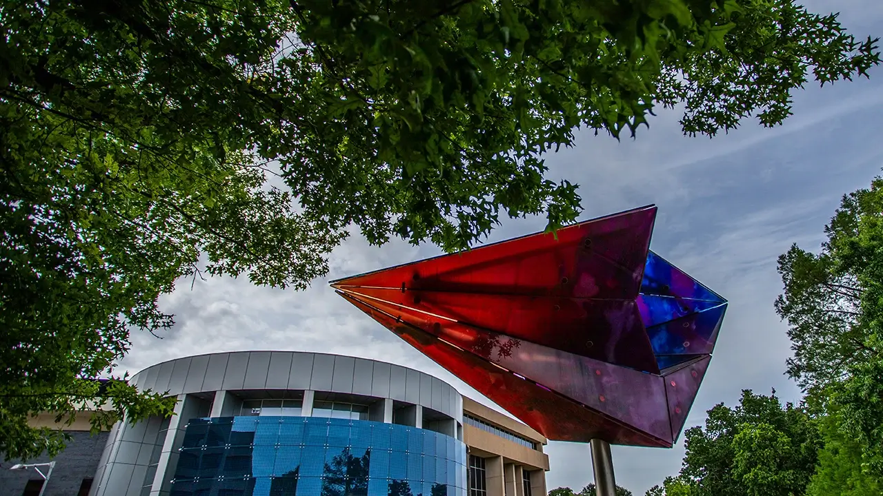 Statue outside of DMEIF building