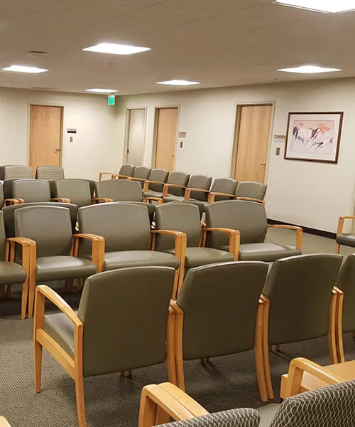 A waiting room in the Thomas E. Acers, MD Pavilion