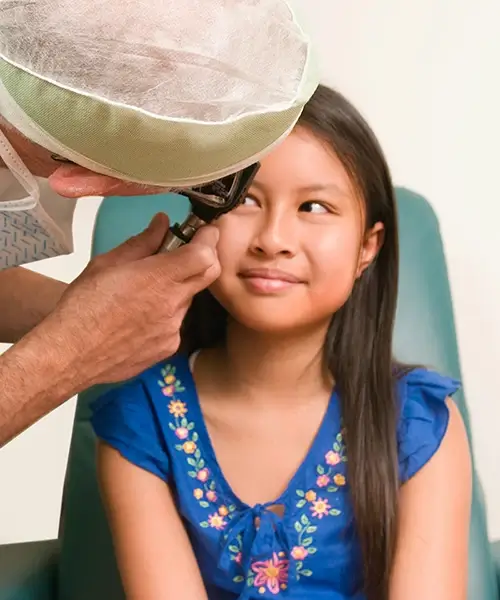 Girl during eye exam