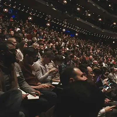 Crowd watching presentation