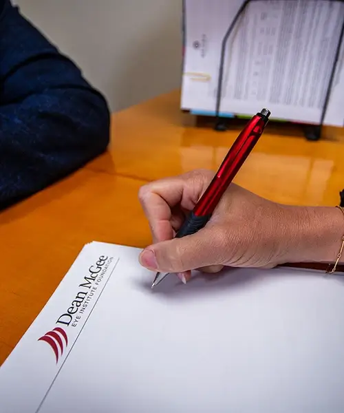 Writing notes during discussion