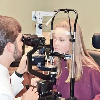 Girl during eye exam