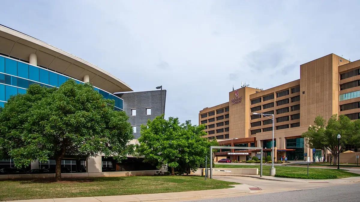 Exterior of DMEI and OU Medical Center buildings